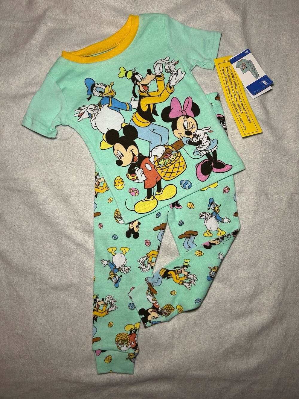 Disney Mickey Mouse Clubhouse Toddler Easter Pajama Set 2T Mint Green